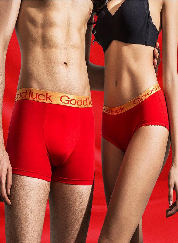 Generic - Women Couple Underwear Red Men's Boxers Soft Cotton Women Panties  Male/Female Underwear - Image 1