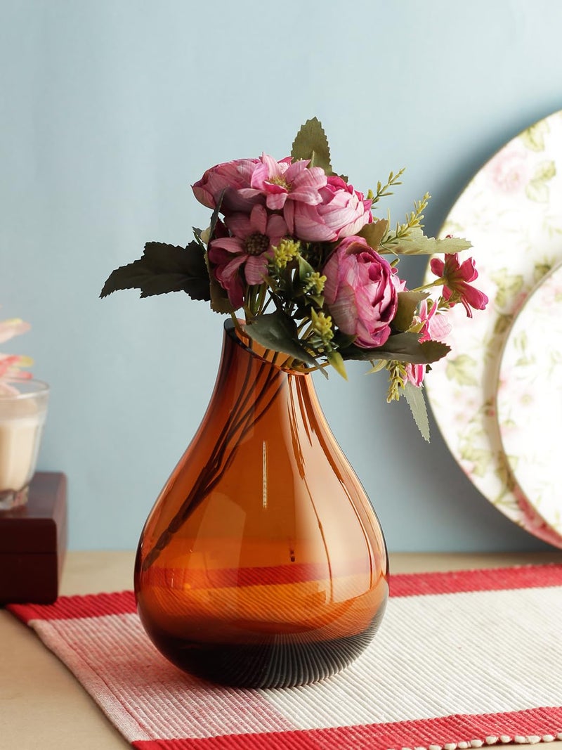 Incrizma Glass Flower Vase (5 X 7 In, Amber Lustre) - Image 1