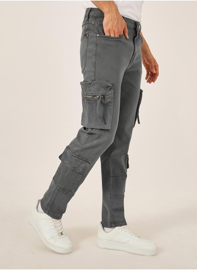 Styli Overdyed Straight Fit Cargo Jeans  - Image 1
