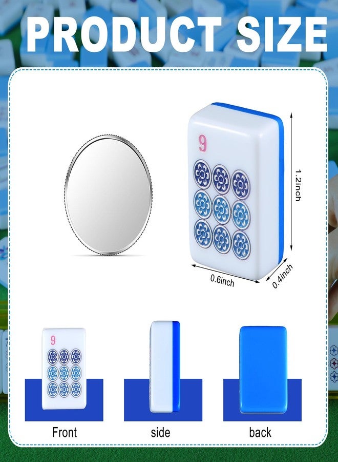 Arrowbash Christmas 160 Pcs Chinoiserie Mahjong Tile Set, 1.2 x 0.8 Inches Melamine Blue Back American Mahjong Only, Travel Ma Jiang Tiles for Adult Classic Board for Family Night - Image 2