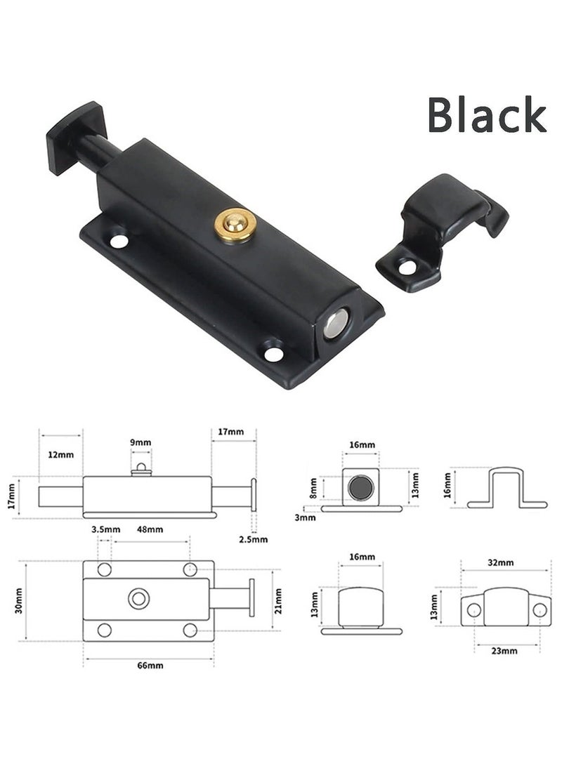 Captaintech 2 Pack Polished Chrome Door Bolt Bathroom Lock Portable Silver Black Bolts for Internal Doors - Image 4