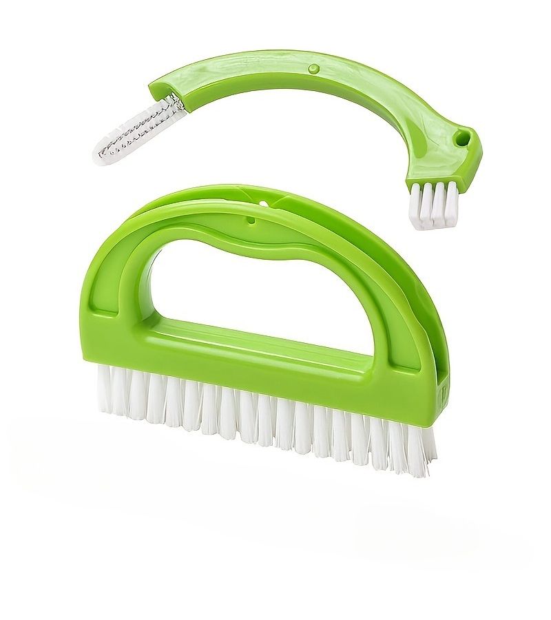 Green Tile Gap Cleaning Brush With Handle For Kitchen Floor Stove And Door Track Deep Household Seam Sweeping Tool - Image 1