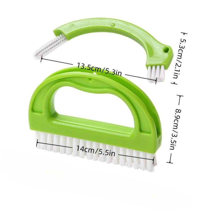 Green Tile Gap Cleaning Brush With Handle For Kitchen Floor Stove And Door Track Deep Household Seam Sweeping Tool - Image 2