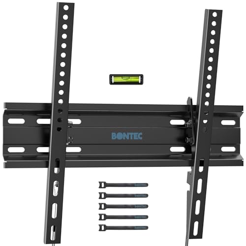 BONTEC TV Wall Mount Tilting for 23-60 inch TVs, Low Profile Design, Max VESA 400x400mm, Holds up to 115lbs, TV Mount for LCD LED OLED Flat Screens, Fixed Ultra Slim Bracket Fits 16" Studs - Image 1