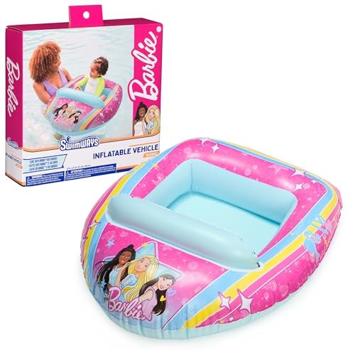 Swimways Barbie Inflatable Water Boat Vehicle Inflatable Pool Floats and Kids Pool Toys Barbie Pool Party Supplies for Kids Aged 3 Up - Image 1