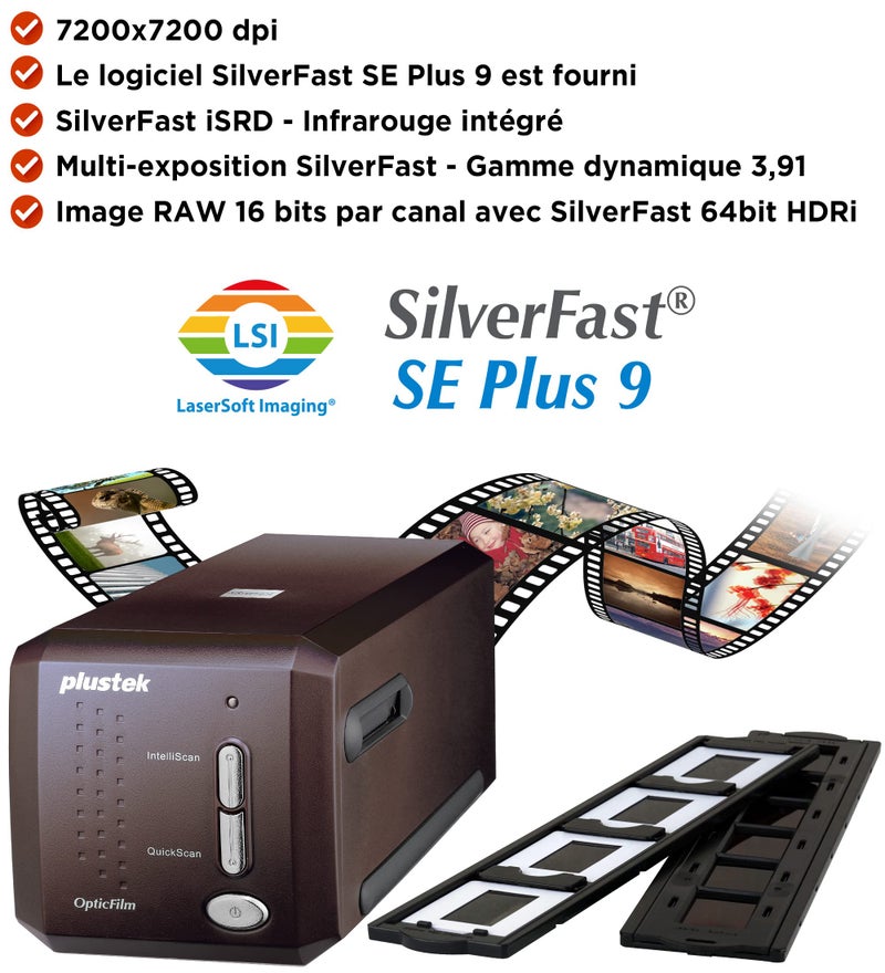 Plustek Plustek OpticFilm 8300i SE - 35mm Negative Film Stripe & Slide Scanner with 38% scan speed increase, Bundle SilverFast SE Plus 9 + QuickScan Plus, Support Mac and Windows.  - Image 2