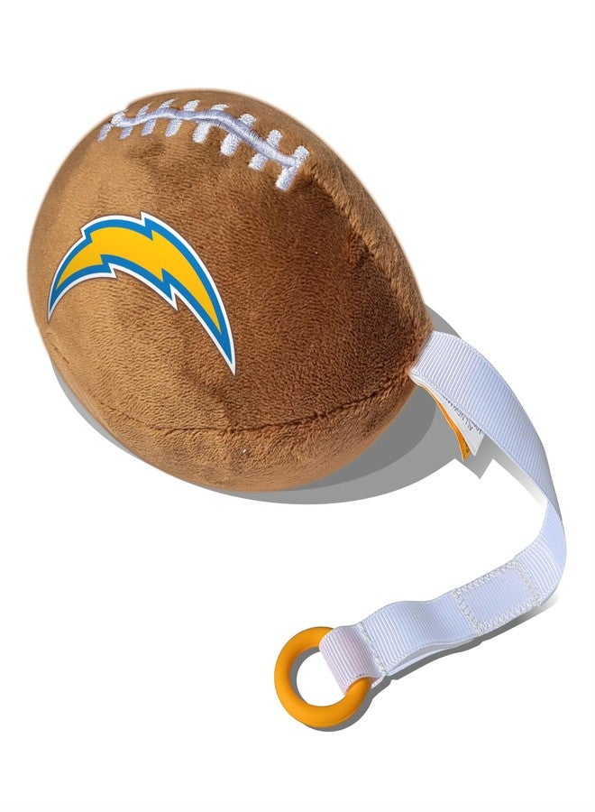 Smilo Los Angeles Chargers Plush Football Pacifier Holder by Smilo - Officially Licensed NFL Soother Holder - Soft Plush Toy and Dummy Holder - Fits Any Pacifier - Stroller Accessory & Newborn Essential - Image 1