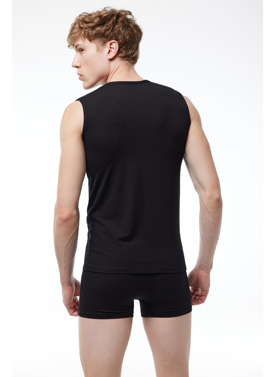 Malabadi - Men's Black and White 2 Pack Round Neck Sleeveless Modal Bodysuit 007 2M007 - Image 1