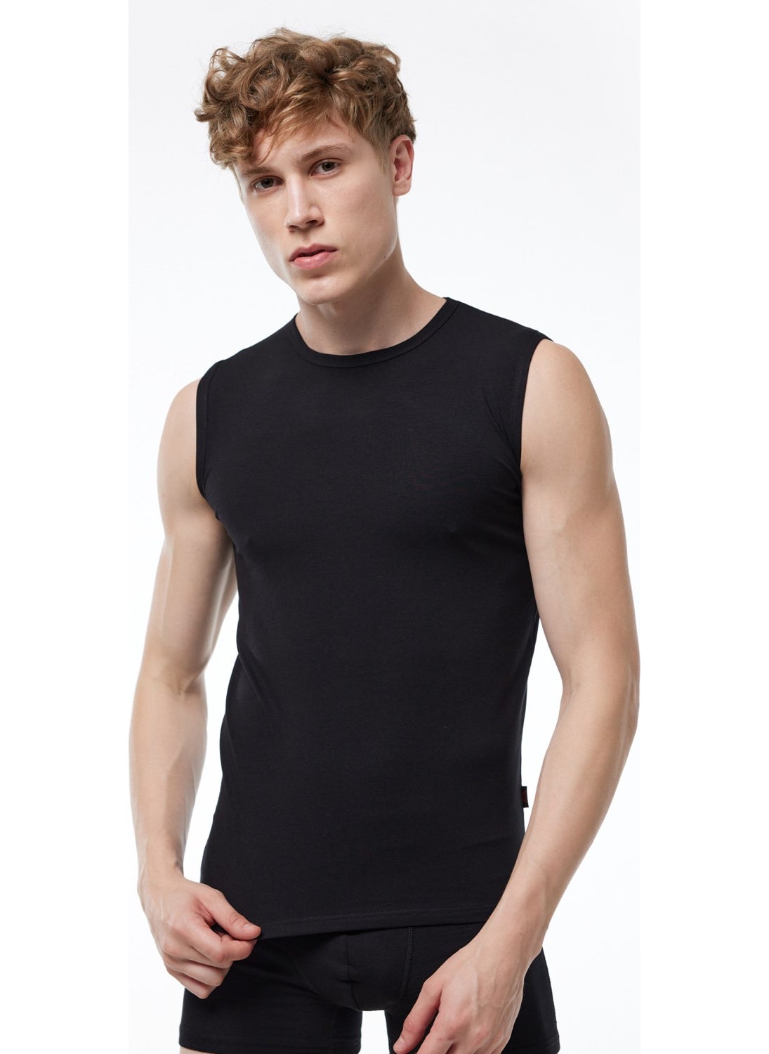 Malabadi - Men's Black and White 2 Pack Round Neck Sleeveless Modal Bodysuit 007 2M007 - Image 1