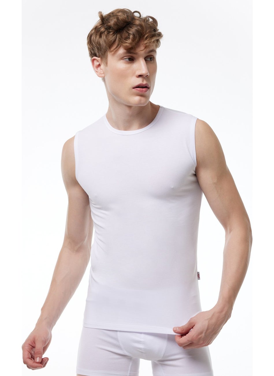 Malabadi - Men's Black and White 2 Pack Round Neck Sleeveless Modal Bodysuit 007 2M007 - Image 1