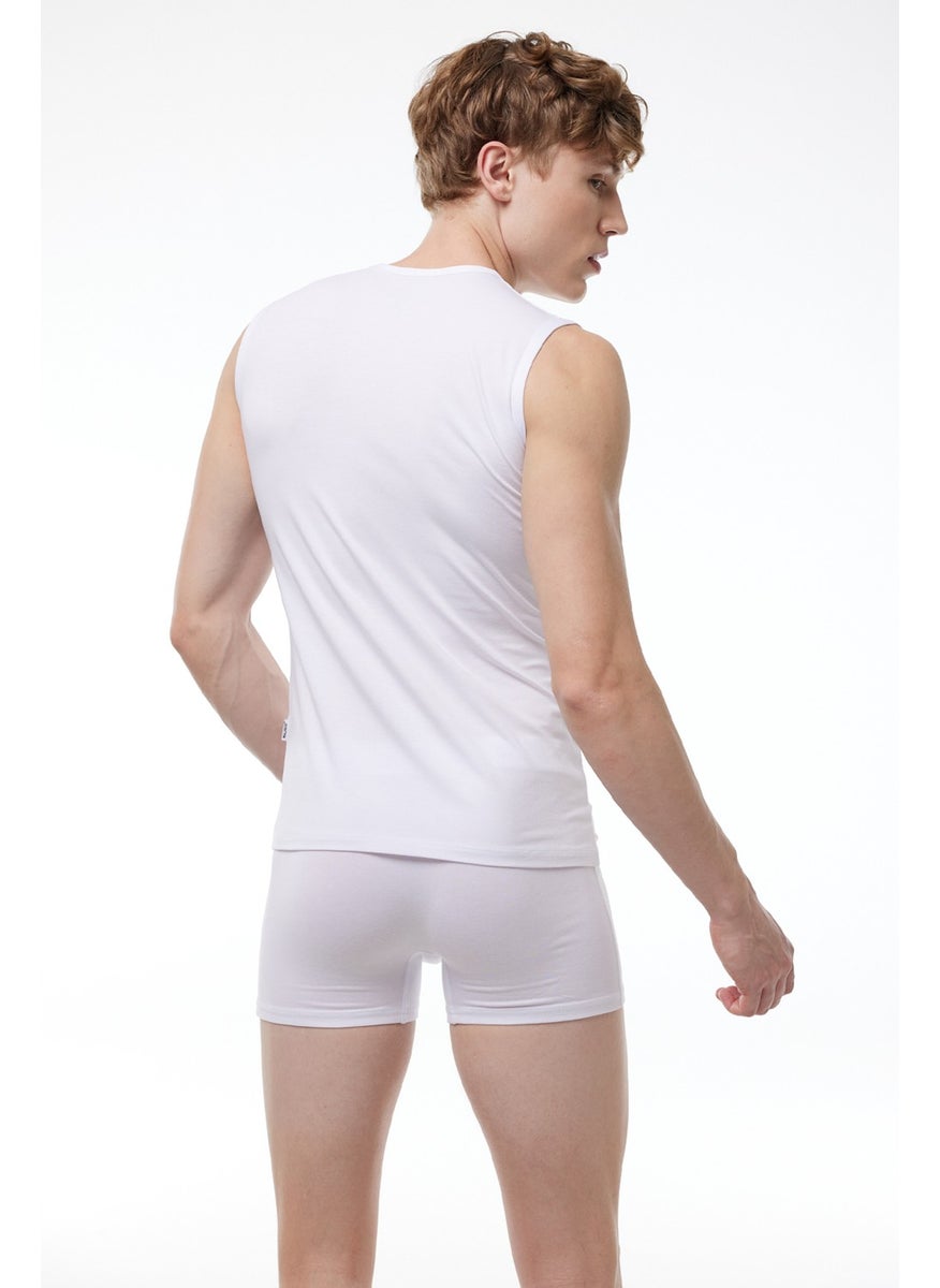 Malabadi - Men's Black and White 2 Pack Round Neck Sleeveless Modal Bodysuit 007 2M007 - Image 1