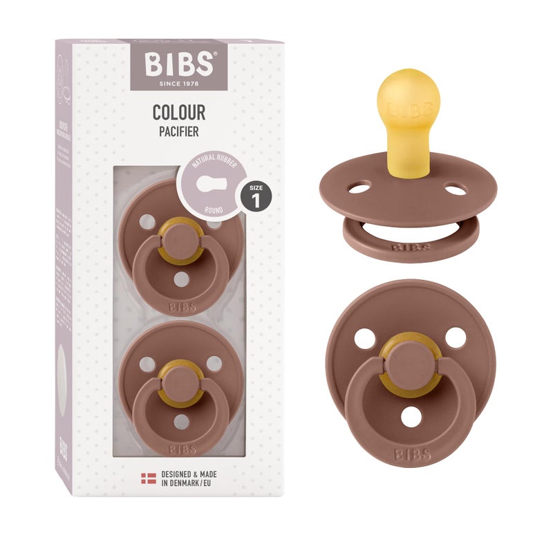 BIBS Pacifiers Colour Collection | Natural Rubber Baby Pacifier | Set of 2 BPA-Free Soothers | Made in Denmark | 18+ Months (Pack of 2) | Woodchuck - Image 1