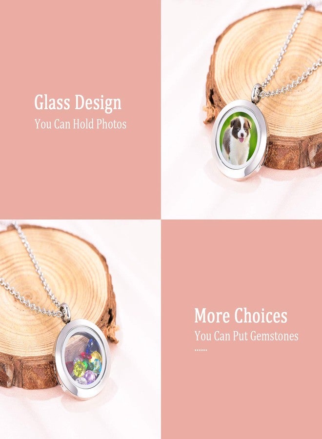 EVERLEAD Locket Necklace, DIY Floating Round Locket Pendant - Image 2