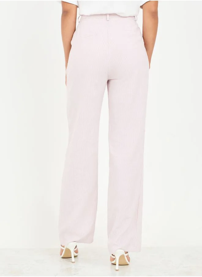 ستايلي Pinstriped High Waist Wide Leg Pants