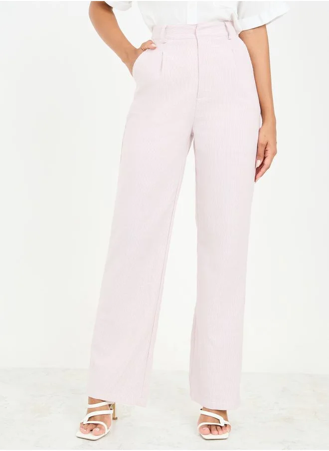 ستايلي Pinstriped High Waist Wide Leg Pants