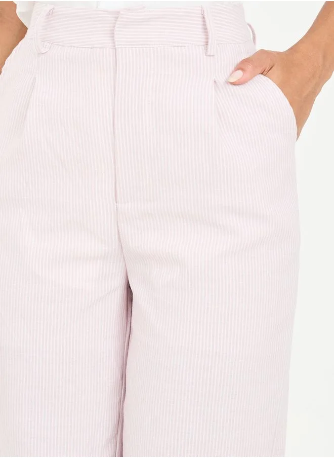 ستايلي Pinstriped High Waist Wide Leg Pants