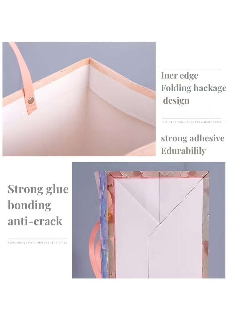 5Pcs Color Gift Bag with Handle, Oil Painting Gift Paper Bags Medium Size Small Gift Bags Birthday Craft Paper Gift Bags for Presents,Birthdays, Mother's Day,Weddings, Party（25X12X22CM） - Image 4