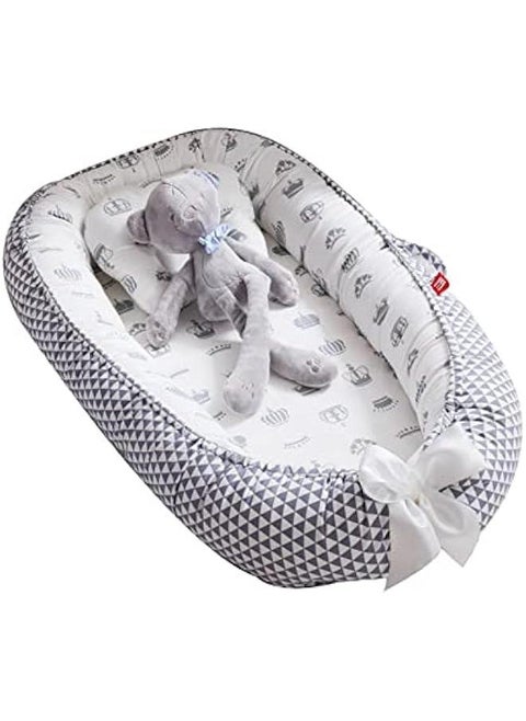 Baby Lounger, Baby Sleeping Nest, Anti-Reflux Pillow, 0-30° Height Adjustable Travel Crib, Relieves Vomiting Milk, Washable (Multi)