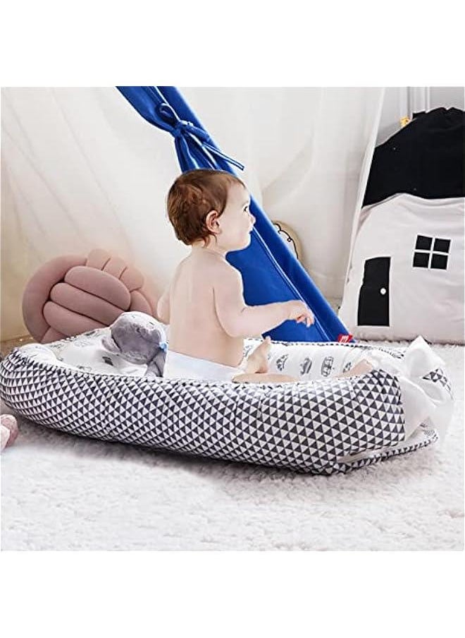 Baby Lounger, Baby Sleeping Nest, Anti-Reflux Pillow, 0-30° Height Adjustable Travel Crib, Relieves Vomiting Milk, Washable (Multi)