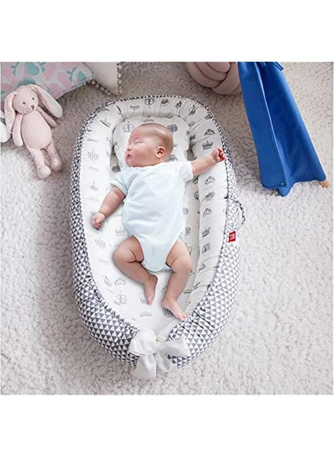 Baby Lounger, Baby Sleeping Nest, Anti-Reflux Pillow, 0-30° Height Adjustable Travel Crib, Relieves Vomiting Milk, Washable (Multi)