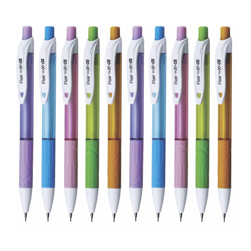 Flair FLAIR Clixx Medium 07 mm Mechanical Pencil Pouch Pack Triangular Barrel for Relaxed Drawing Free One Lead Tube with Each Pencil Light Weight with Comfortable Grip Pack of 10 - Image 1