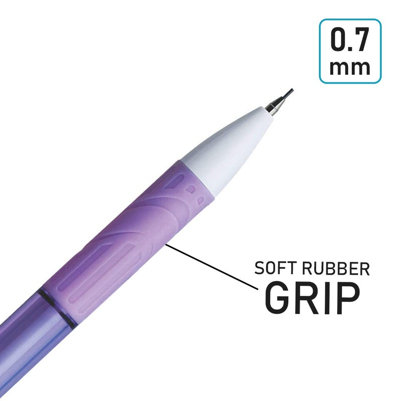 Flair FLAIR Clixx Medium 07 mm Mechanical Pencil Pouch Pack Triangular Barrel for Relaxed Drawing Free One Lead Tube with Each Pencil Light Weight with Comfortable Grip Pack of 10 - Image 4