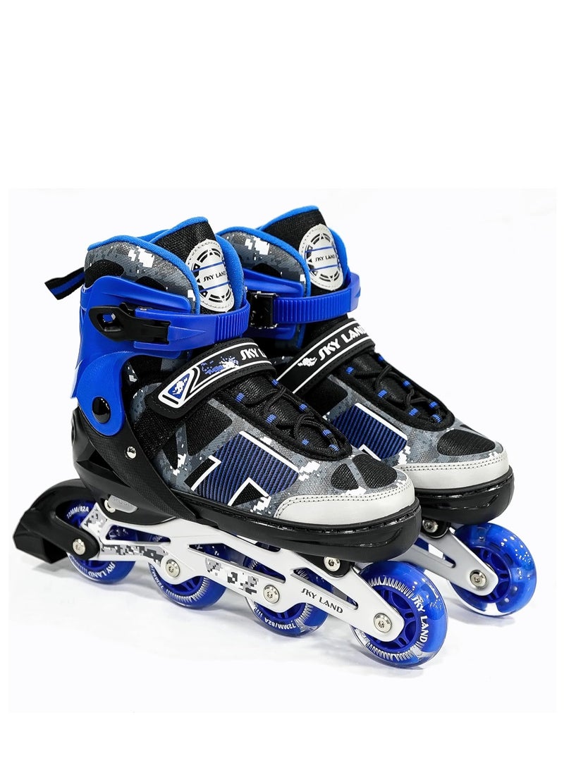 Sky Land Adjustable Roller Skate Shoes For Kids & Teens| Professional & Comfortable Inline Skating Shoes With 8 Lighting Wheels For Boys  - Image 1