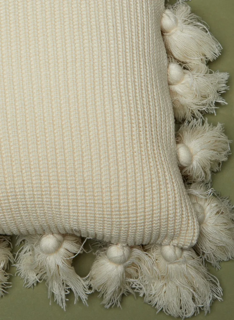 Noire Edit Cream Tassel Cushion With Insert 45cm x 45cm