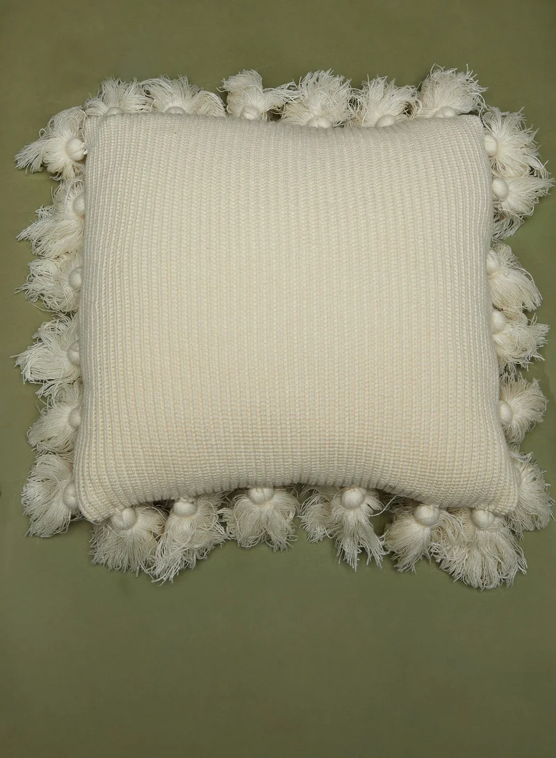 Noire Edit Cream Tassel Cushion With Insert 45cm x 45cm