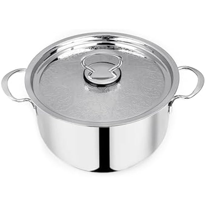 Pradeep 1810304 Food Grade Stainless Steel Cookpot Ss Design Lid 11 Ltr - Image 1