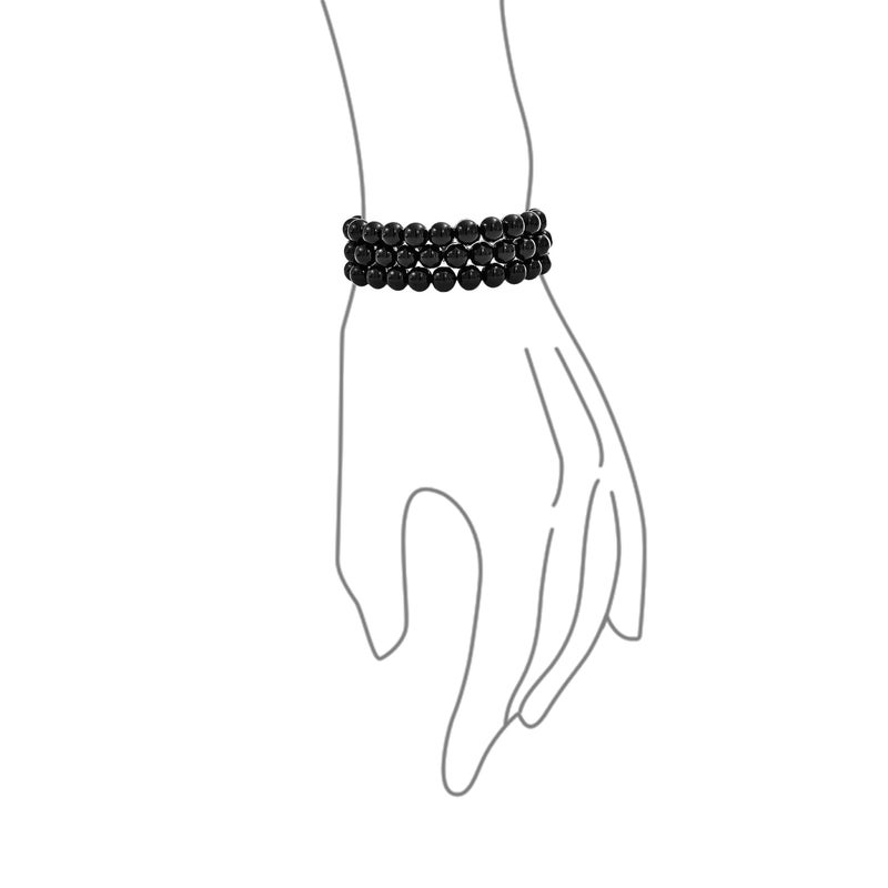 بلينج جولري زوج مجوهرات بلينغ من الأساور القابلة للتكديس بحجر مستدير مقاس 8 مم للنساء المراهقات والرجال متعدد الخيوط قابل للتعديل - Image 3