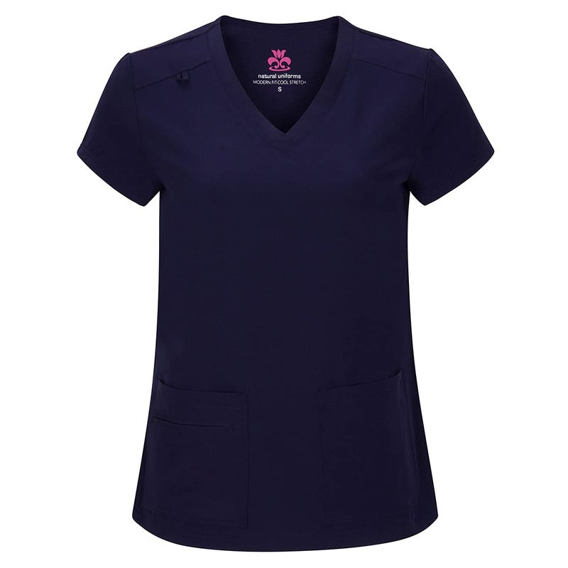 Natural Uniforms Women's Cool Stretch V-Neck Top and Cargo Pant Set (True Navy Blue, X-Small) - Image 2
