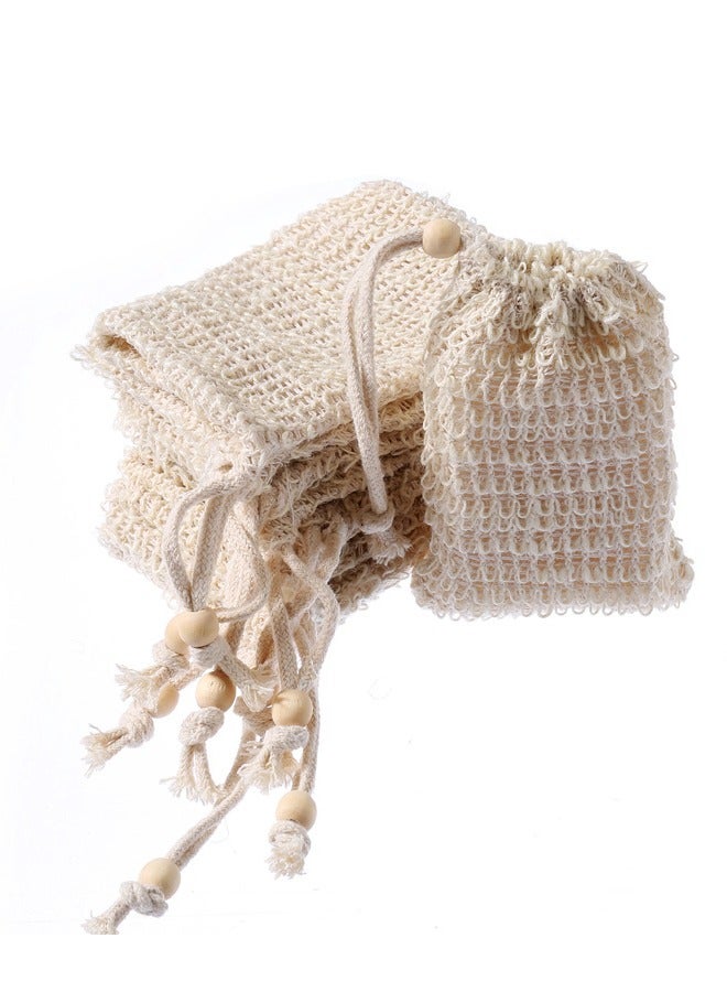 QINGYAN 5 Pcs Sisal Fiber Soap Bag, Exfoliating Soap Pouch with Drawstring, for Exfoliating Shower Scrubber - Image 3