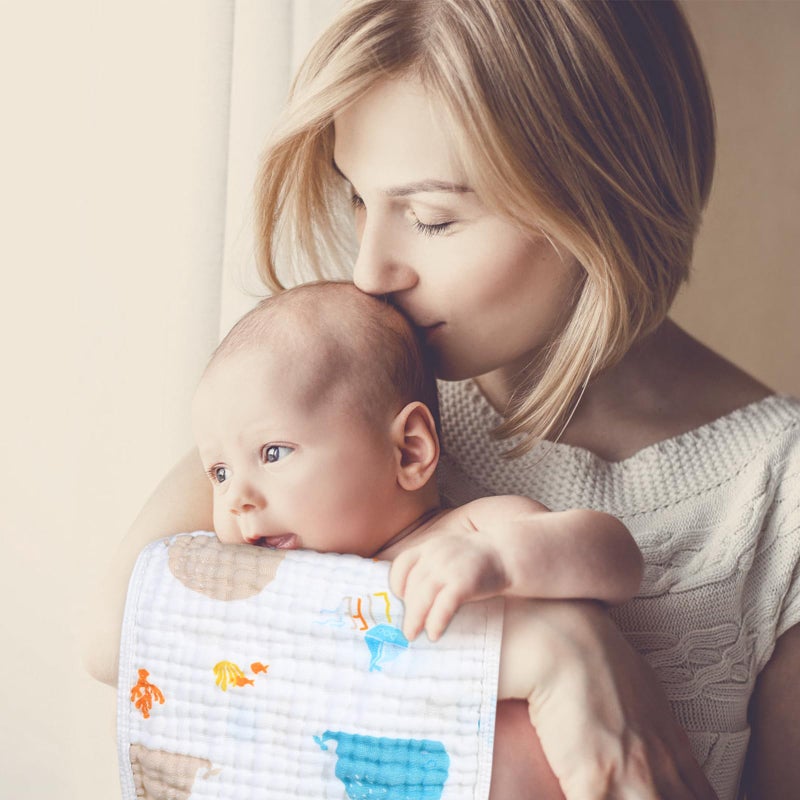 Looxii Muslin Burp Cloths 100% Cotton Muslin Cloths Large 20''x10'' Extra Soft and Absorbent 6 Pack Baby Burping Cloth (Whale) - Image 5