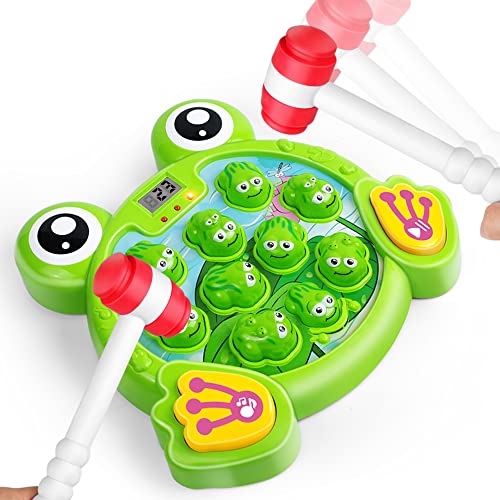 YEEBAY Whack A Frog Game with 2 Hammers Toddler Early Developmental Learning Toy Fun Birthday Gift for Kids Age 2 Toys for 2 3 4 Year Old Boys Grils