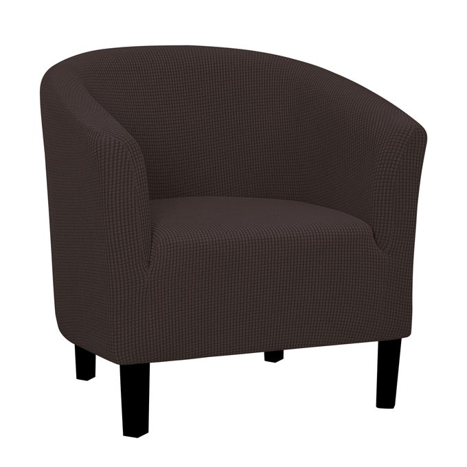 EASYGOING STRETCH CLUB ARMCHAIR SLIPCOVER 1 PIECE BARREL TUB SOFA COVER FURNITURE PROTECTOR JACQUARD COUCH COVER CHOCOLATE