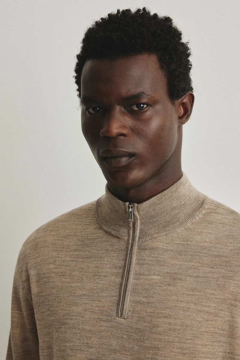 H&M  Regular Fit Zip-top merino wool jumper for Men | Best Price UAE