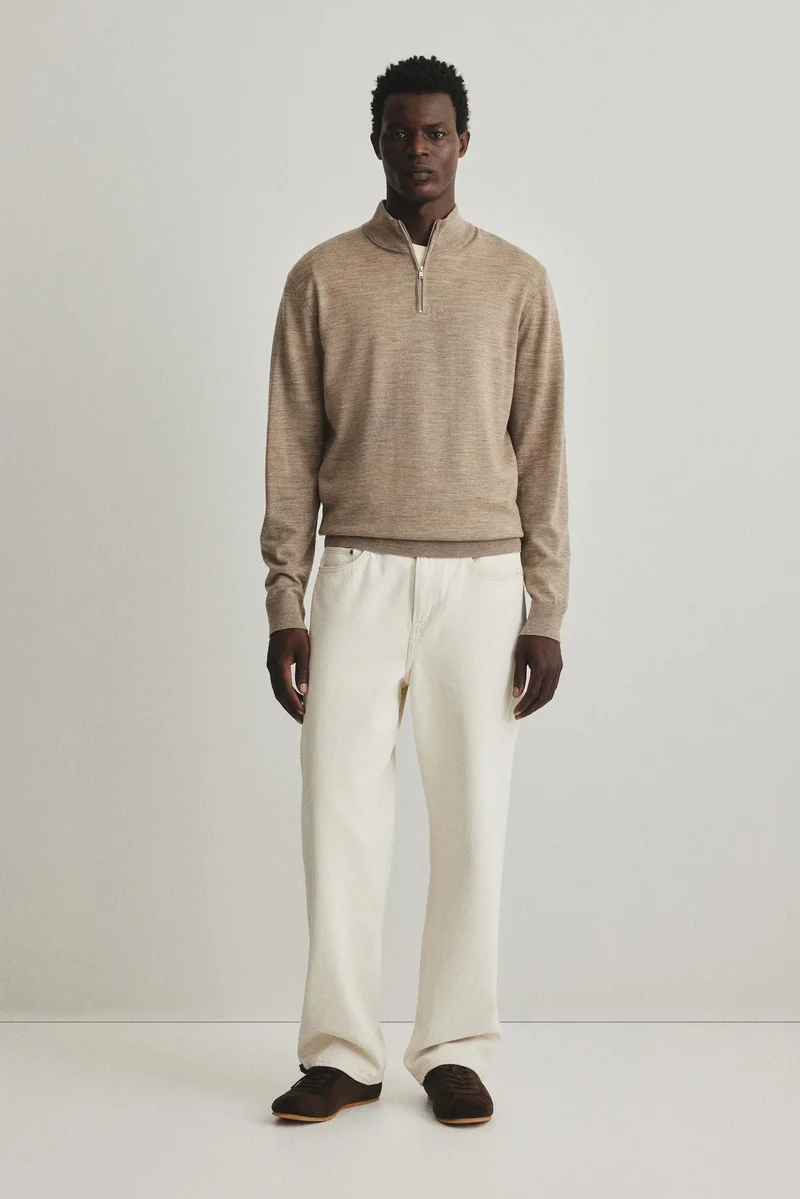 H&M Regular Fit Zip-top merino wool jumper