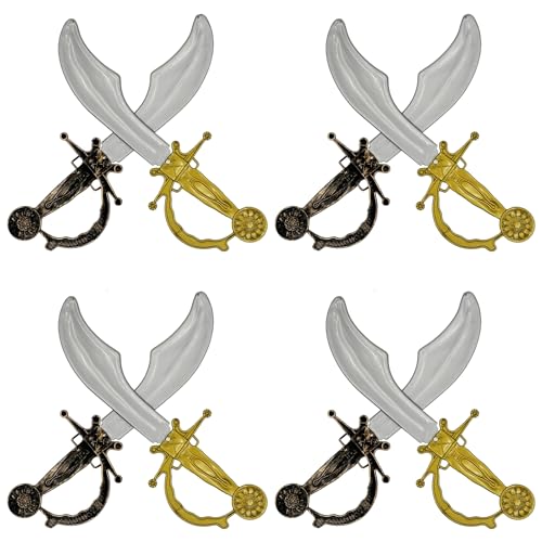 Flyekist 8 Pcs Pirate Swords for KidsPlastic Pirate Sword Set for Party FavorsTheme Birthday Party School Stage Activity Christmas Halloween Cosplay Costume DressUp Props - Image 1