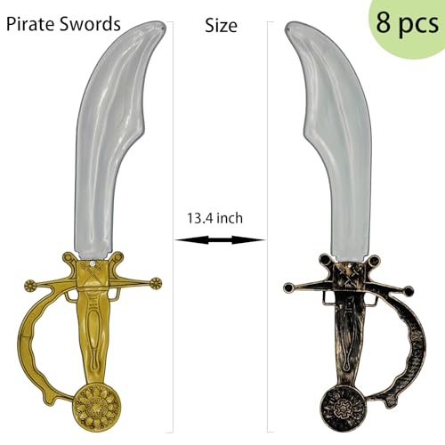 Flyekist 8 Pcs Pirate Swords for KidsPlastic Pirate Sword Set for Party FavorsTheme Birthday Party School Stage Activity Christmas Halloween Cosplay Costume DressUp Props - Image 5