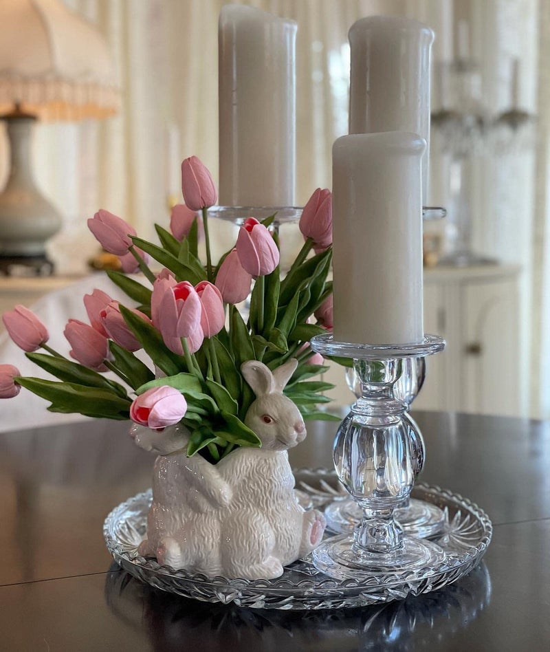 Beferr Pink Tulips Artificial Flowers 18Pcs Faux Tulip Real Touch Tulip Fake Flowers Bouquets Arrangements for Mothers Day Spring Easter Wedding Home Table Decor Pink - Image 5