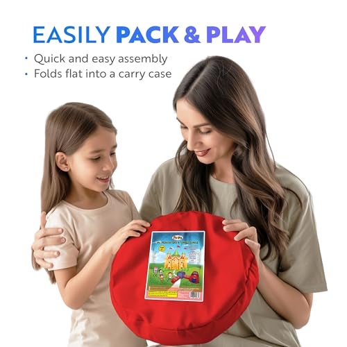 Playz 4pc Pop Up Play Tent and Tunnel Bundle for Toddlers and Kids - Indoor & Outdoor Playhouse with Storage Bag, Red & Blue - Image 5