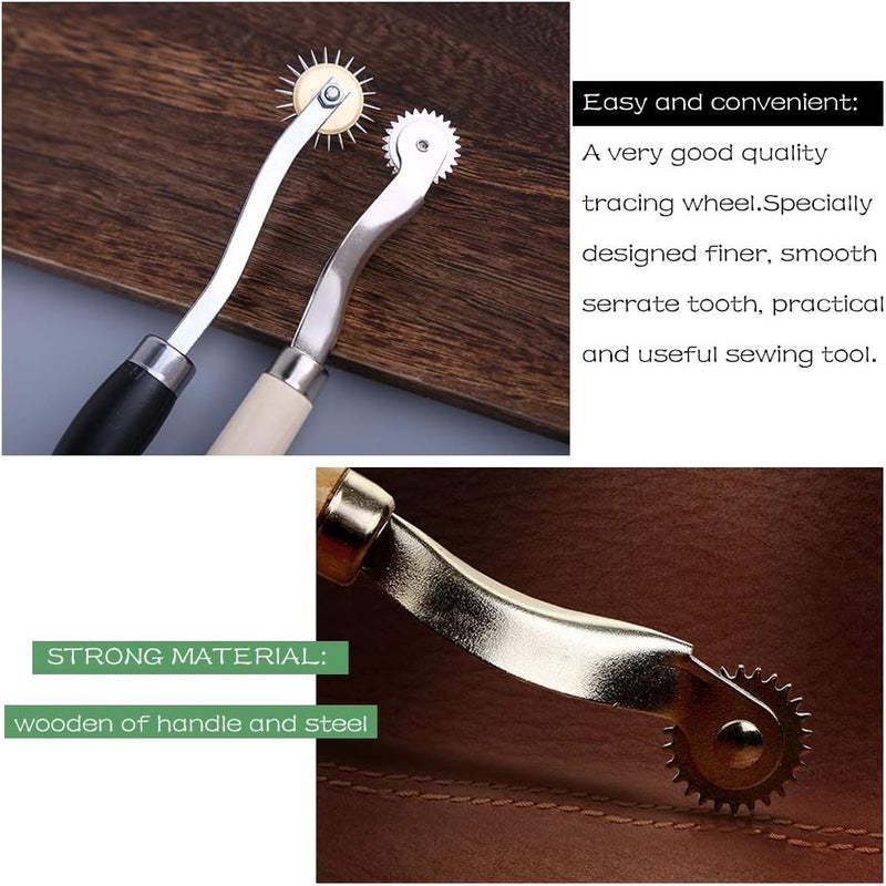LUNARM 3 Pcs Tracing Wheel Sewing Tool, Needle Point Tracing Wheel, Random Color Tracing Wheel Sewing Tool, Stitching Wheel Tool for Leathercraft, Professional Stitch Marking Spacer - Image 5
