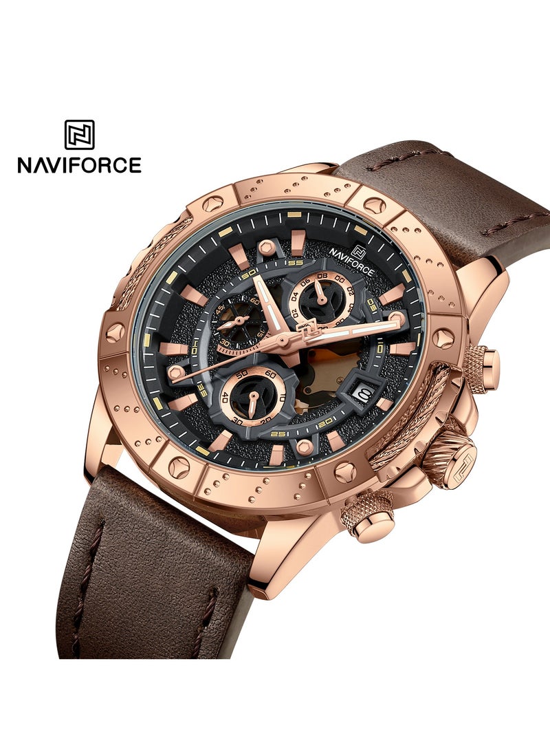 NAVIFORCE - Stylish Chronograph Watch for Men with Premium Leather Strap Luminous Hands Multi Function Dial and Water Resistant Design for Everyday and Formal Wear - Image 1