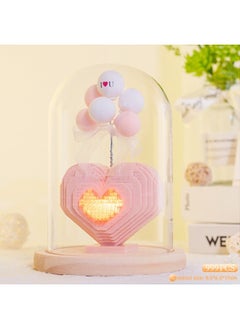 Generic Love Chocolate Astronaut Penholder Building Blocks Micro-Diamond Assembled Toys Men And Women's Birthday Valentine's Day 520 Gifts-Color:6909 Pink Love + Glass Cover  - Image 1