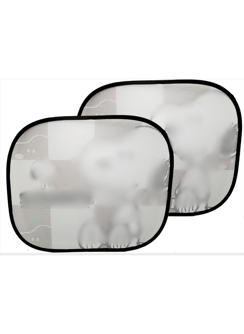 شماسة لنافذة السيارة الجانبية مع 4 اكواب شفط، شماسة عالمية جانبية للسيارة سهلة التركيب باقصى قدر من الثبات لحماية الاطفال والحيوانات الاليفة - شبة دائرية قطعتان - اشكال اطفال (2 قطعه) - Image 1