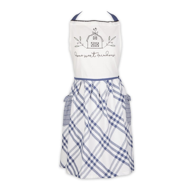 EL: TEXTILES FRENCH BLUE HOME SWEET FARMHOUSE APRON - Image 1