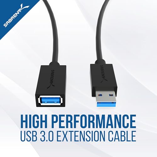 SABRENT 22AWG USB 3.0 Extension Cable A Male to A Female [Black] 3 Feet (CB-3030) - Image 2