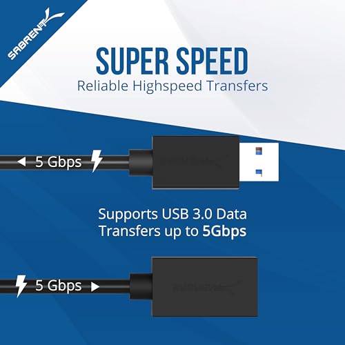 SABRENT 22AWG USB 3.0 Extension Cable A Male to A Female [Black] 3 Feet (CB-3030) - Image 4