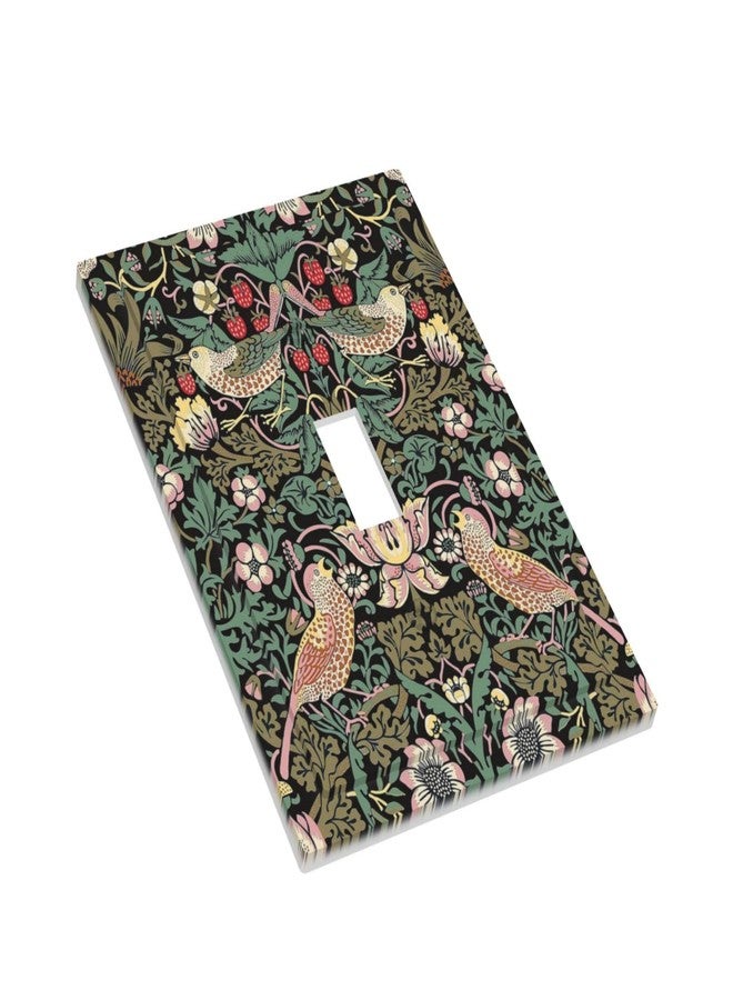 Yamxbfa Morris Vintage Floral Strawberry Birds Botanical 1 Gang Light Switch Cover Decorative Olive Single Toggle Wall Plate Electrical Switchplate Home Decor for Living Room Bedroom Decorate - Image 3
